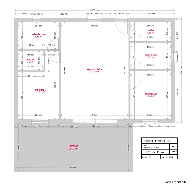 fred plan de niveau CORRIGE1. Plan de 8 pièces et 104 m2