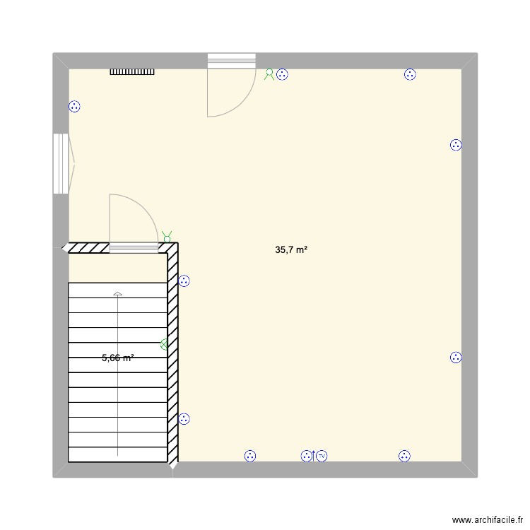 SALLE DE JEUX. Plan de 2 pièces et 41 m2