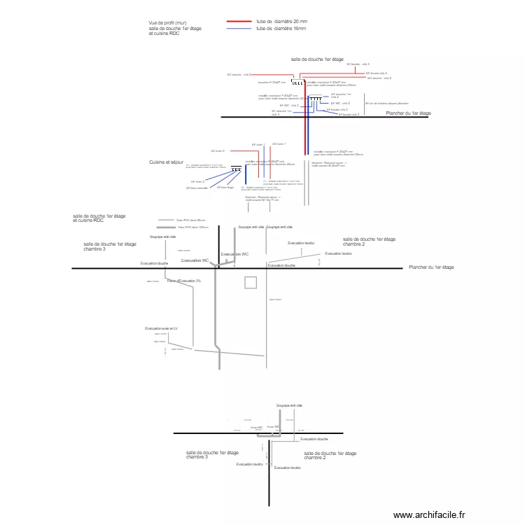 tube multi couche cuisine et sde au dessus maison Thomery. Plan de tube multi couche cuisine et sde au dessus maison Thomery. Plan de