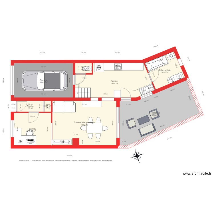 BI 1893 RDC Coté. Plan de 0 pièce et 0 m2