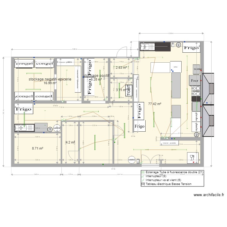 plan cuisine aménagée electricité. Plan de 0 pièce et 0 m2