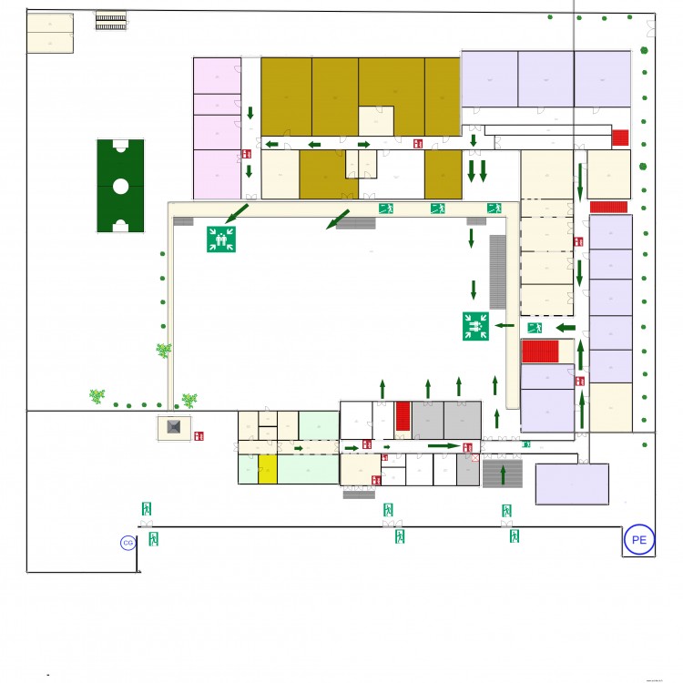 ecole primaire. Plan de 69 pièces et 1825 m2