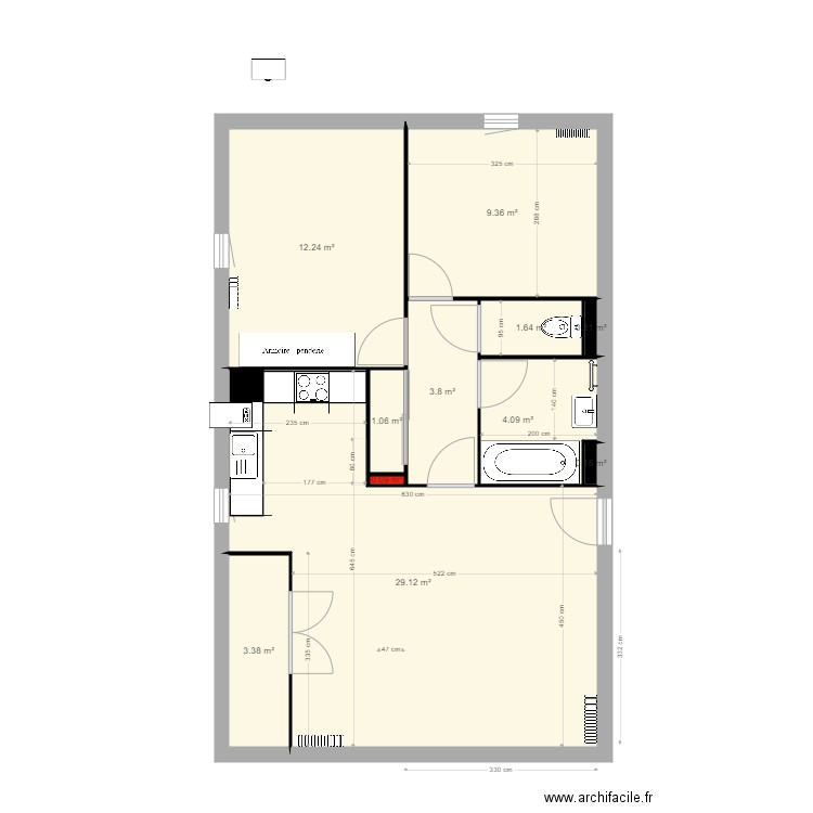 amenagement appartement v2. Plan de 11 pièces et 65 m2
