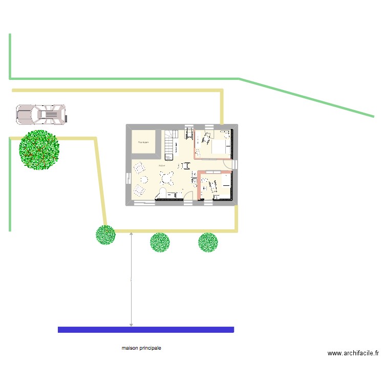 Fournil RDC V1.7. Plan de 1 pièce et 70 m2