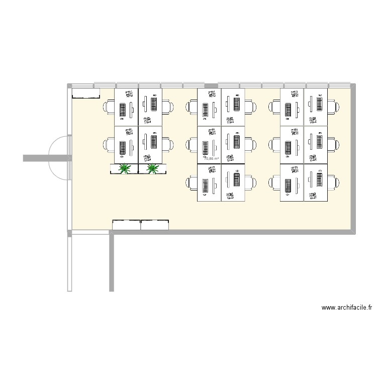 Bureau Compta. Plan de 1 pièce et 71 m2