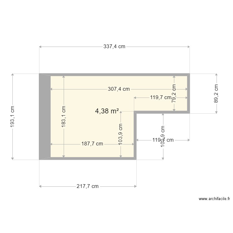 SdB VILLERS 2. Plan de 1 pièce et 4 m2