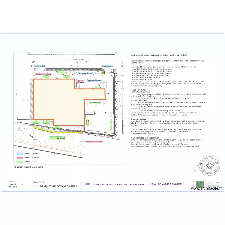 Mur de Sout&egrave;nement. Plan de 