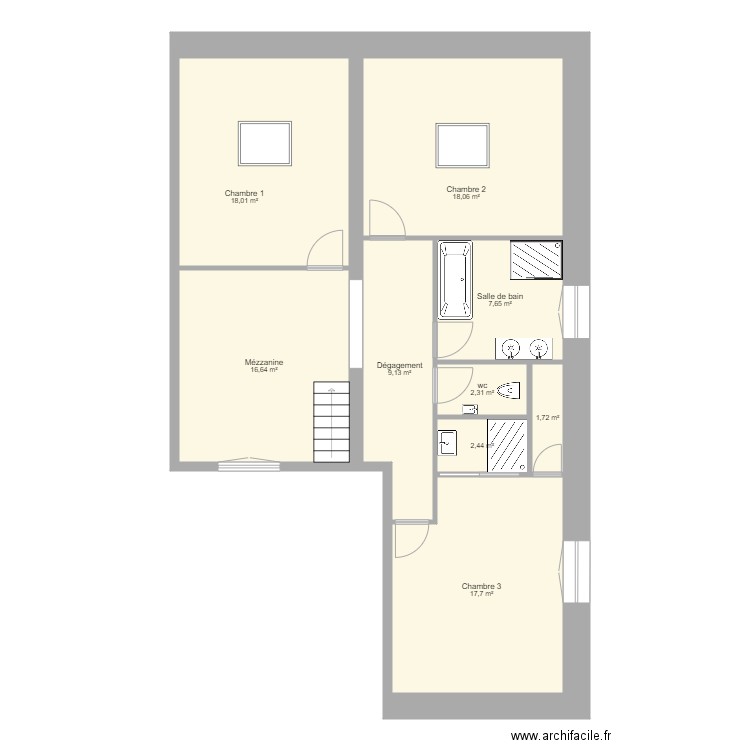 plan étage appartement ferme V2. Plan de 0 pièce et 0 m2