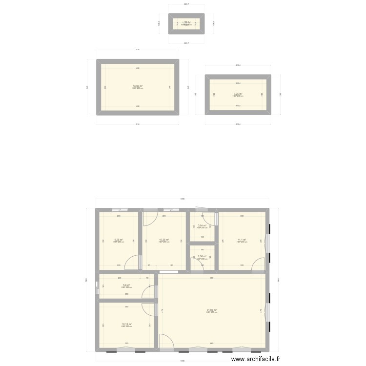 g09. Plan de 11 pièces et 107 m2