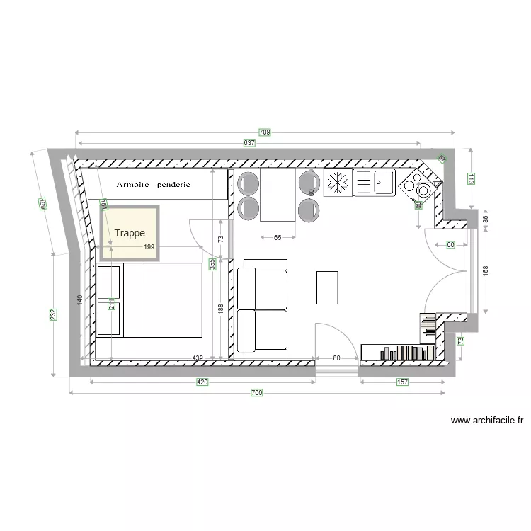 Studio. Plan de 
