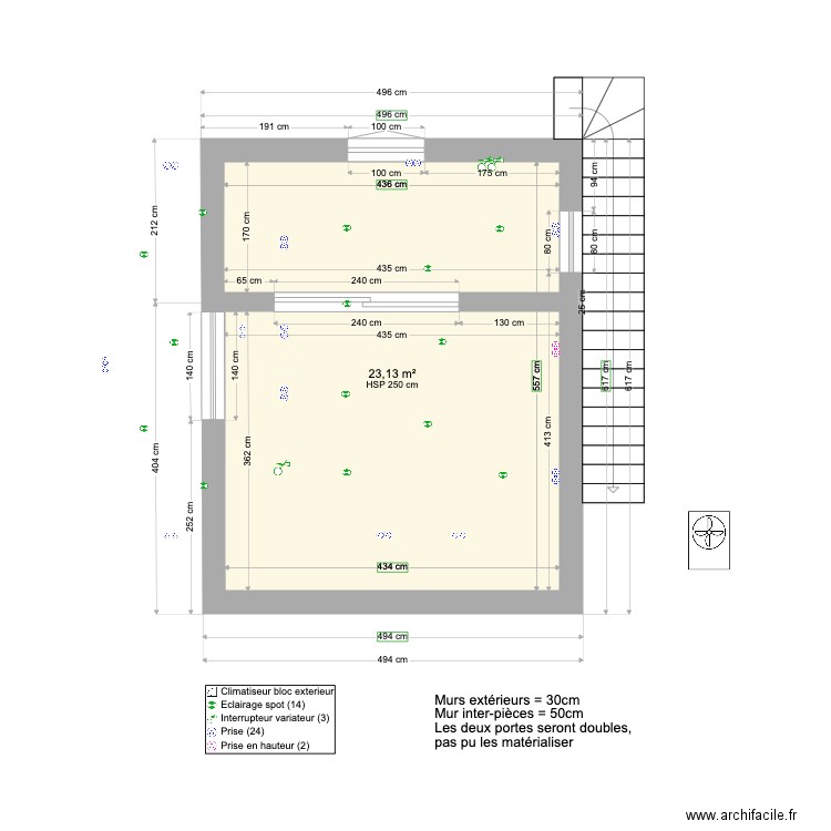 PLAN STUDIO SANS EXTENSION B 30 09 2021. Plan de 1 pièce et 23 m2