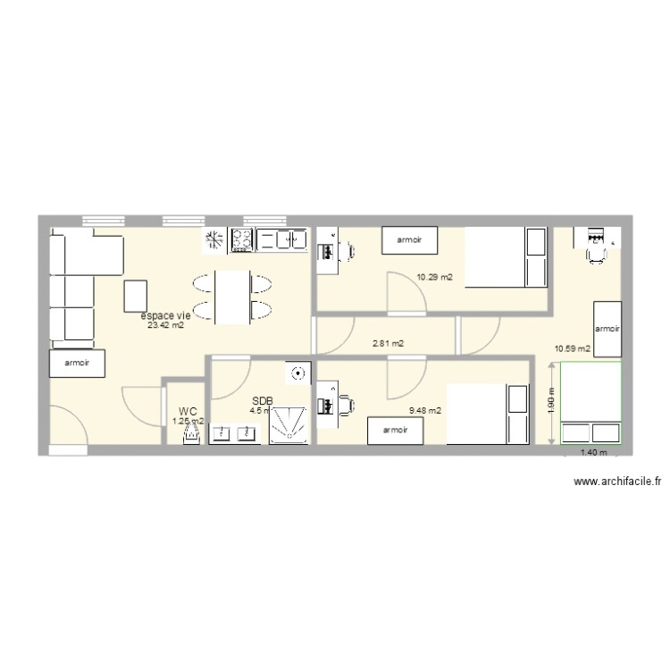 T4 1 seule étage. Plan de 0 pièce et 0 m2