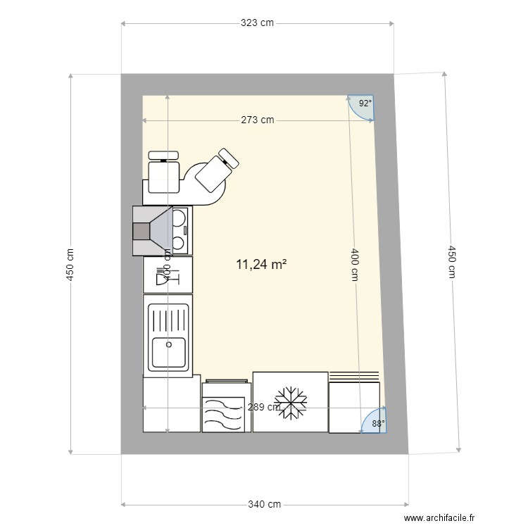 PLANS NOUVEL ANGLE : Cuisine. Plan de 1 pièce et 11 m2