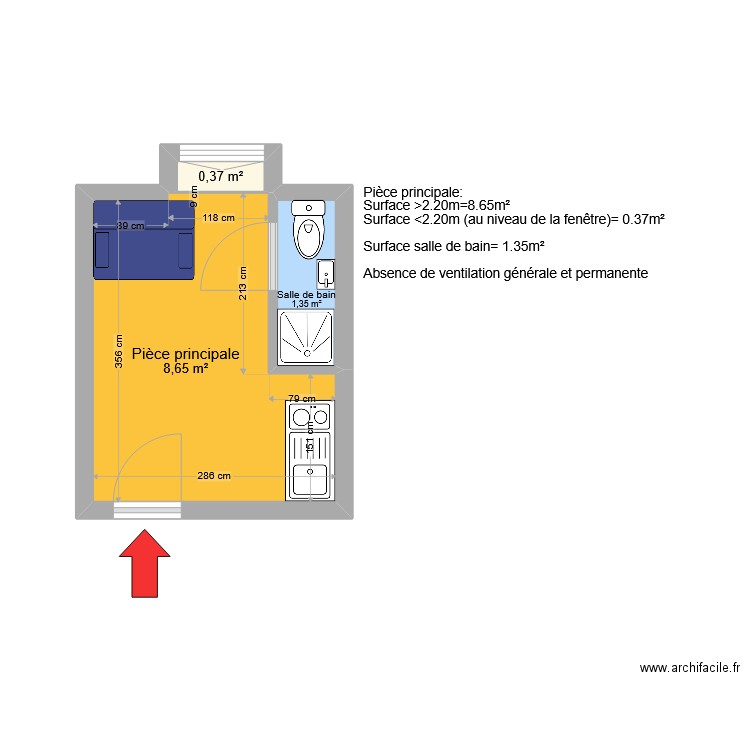 21 Olivettes. Plan de 3 pièces et 10 m2