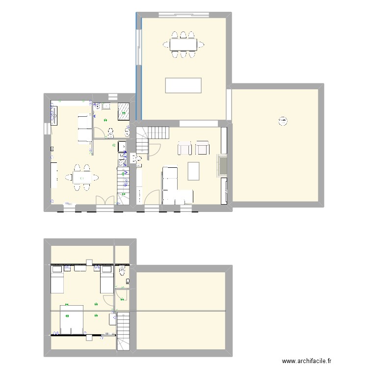 20210416 La Croixille Gîte V1. Plan de 12 pièces et 218 m2