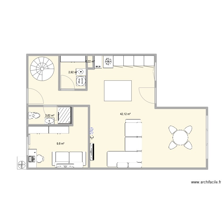 Plan version 1. Plan de 5 pièces et 57 m2