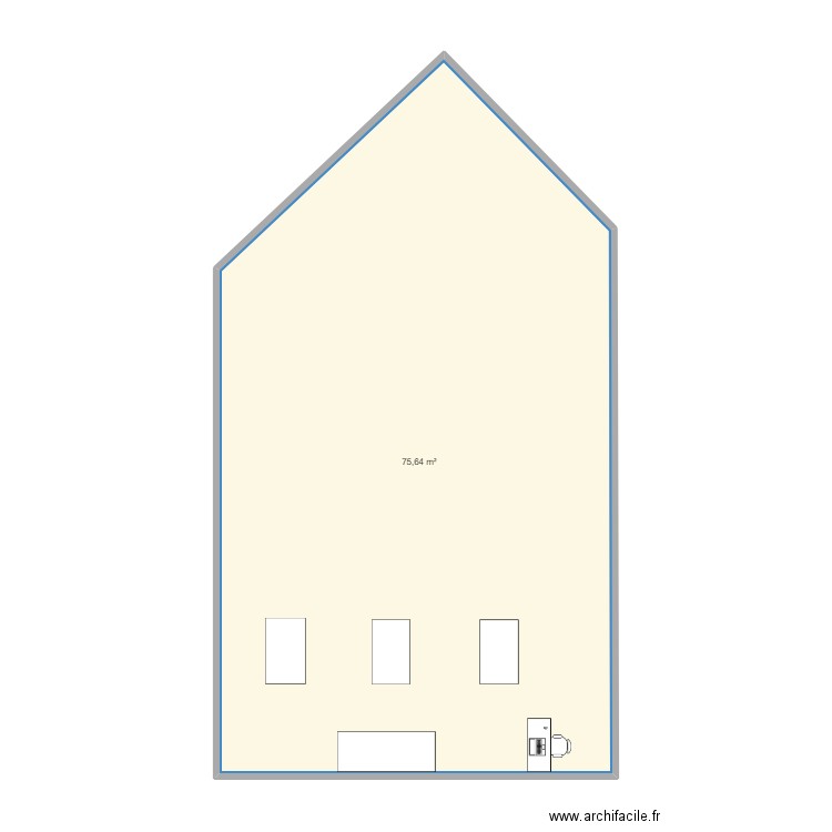 salle technologie. Plan de 1 pièce et 76 m2