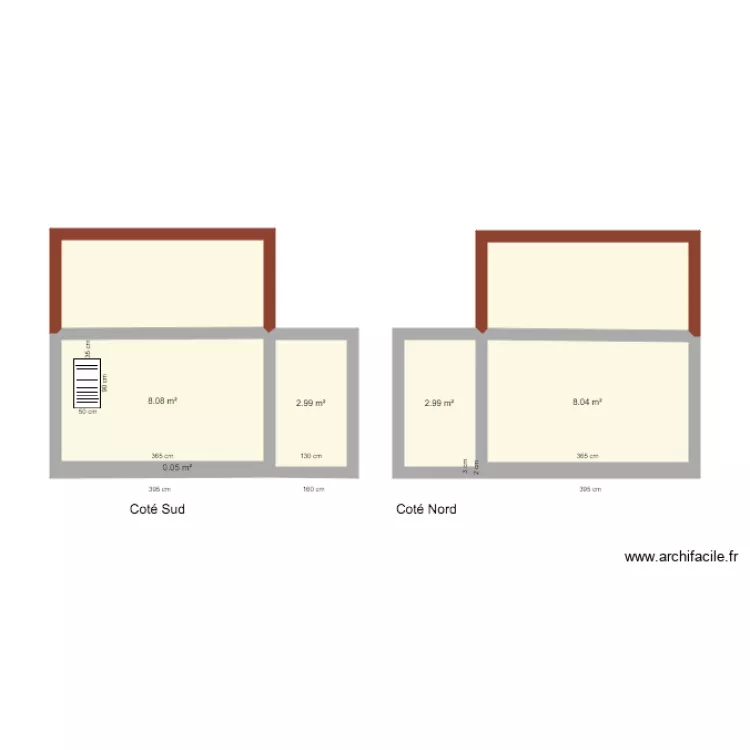 Bungalow vue cot&eacute; Sud et Nord. Plan de 