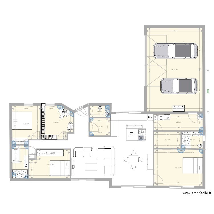 projet morbihan 3 modif. Plan de 11 pièces et 123 m2