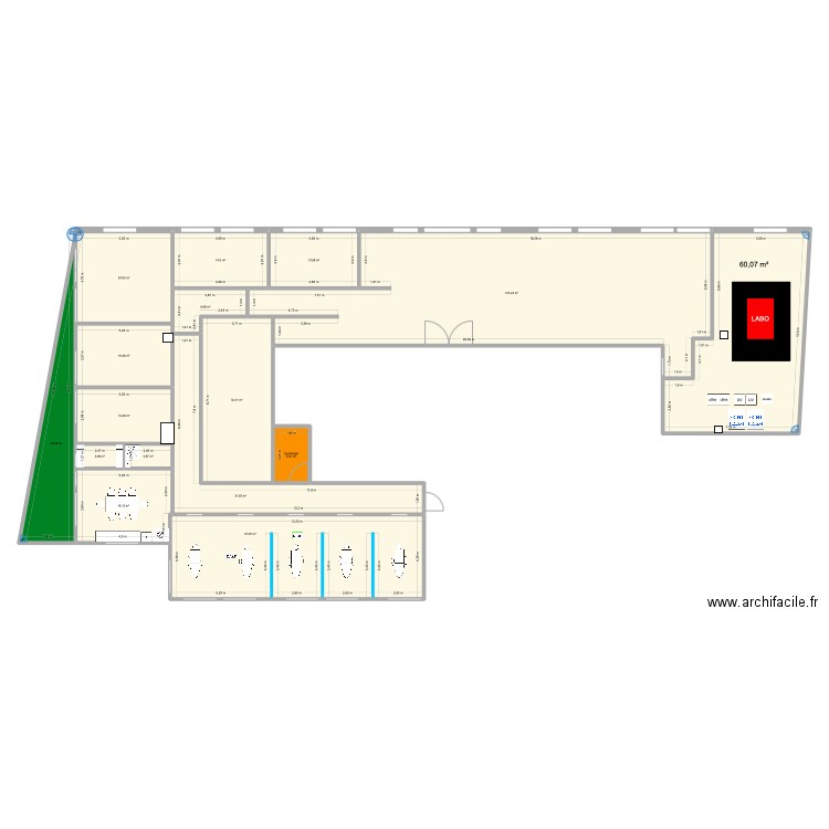 val d'Europe-rdpg. Plan de 16 pièces et 452 m2