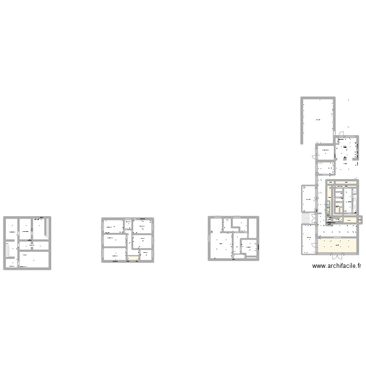 Rez +1 . Plan de 37 pièces et 370 m2