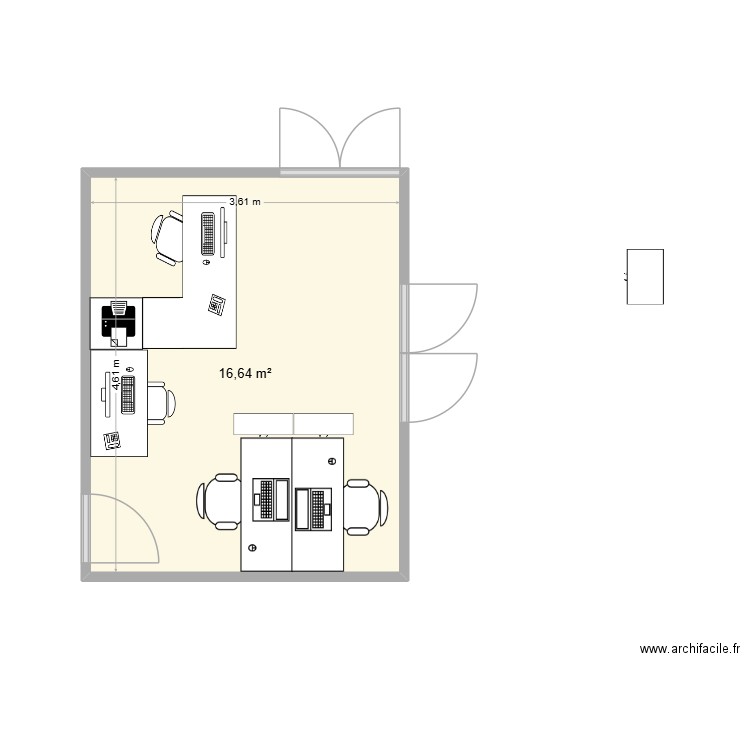 adm. Plan de 1 pièce et 17 m2