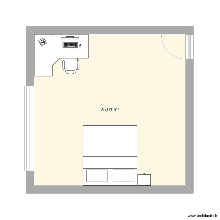 nnn. Plan de 1 pièce et 25 m2