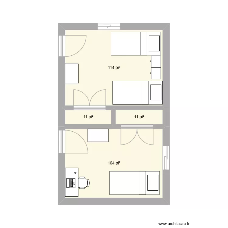 chambre enfants style dortoir version 2. Plan de 4 et 22 m² chambre enfants style dortoir version 2. Plan de 4 et 22 m²