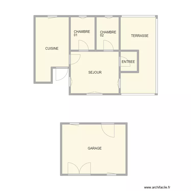 POUSSAN MAS. Plan de 7  et 43 m²