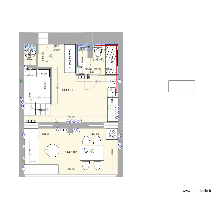 La Franqui V2. Plan de 4 pièces et 31 m2