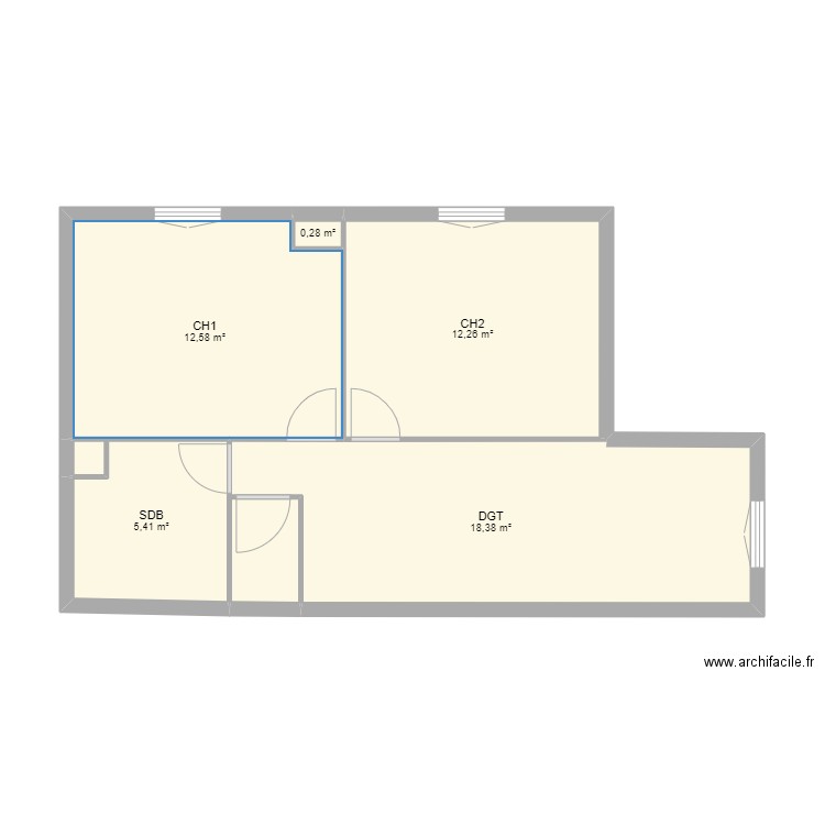 CORBEIL. Plan de 5 pièces et 49 m2