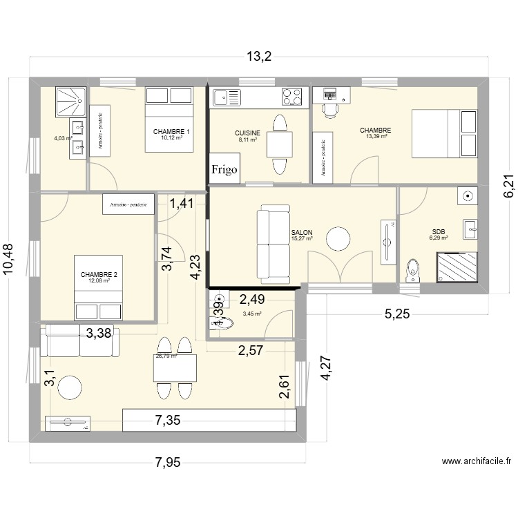 LISSAC HAUT V1. Plan de 9 pièces et 100 m2