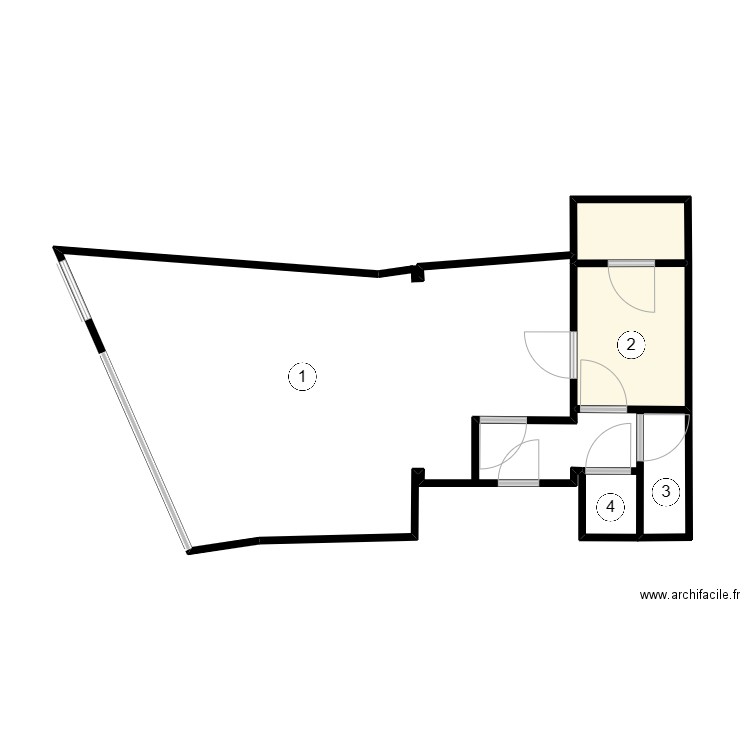 Atelier position. Plan de 2 pièces et 6 m2