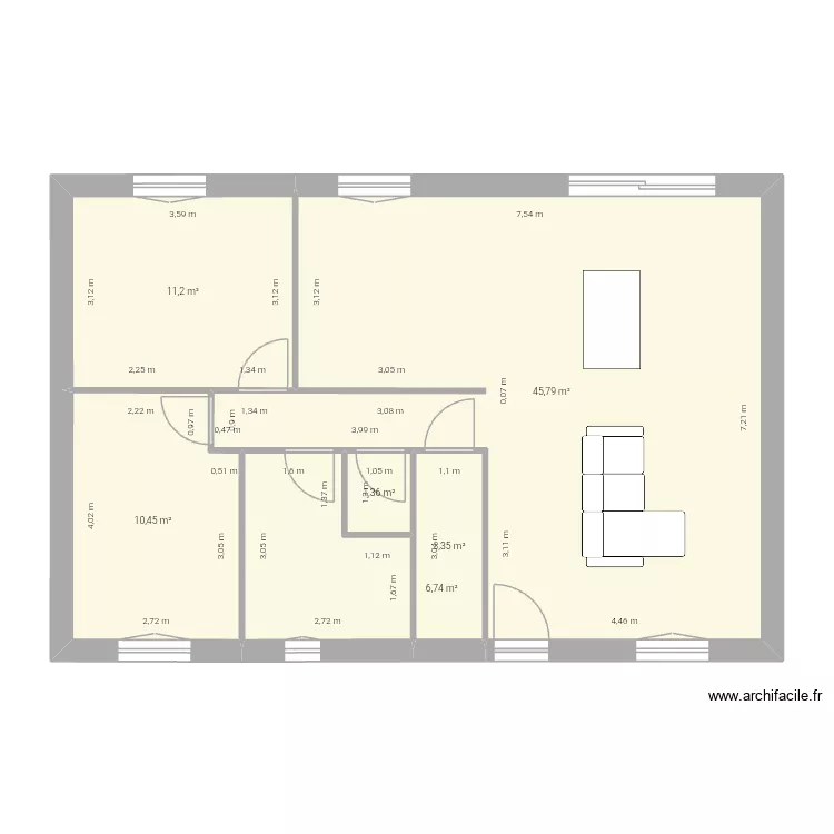 Flogny 3. Plan de 6  et 79 m²