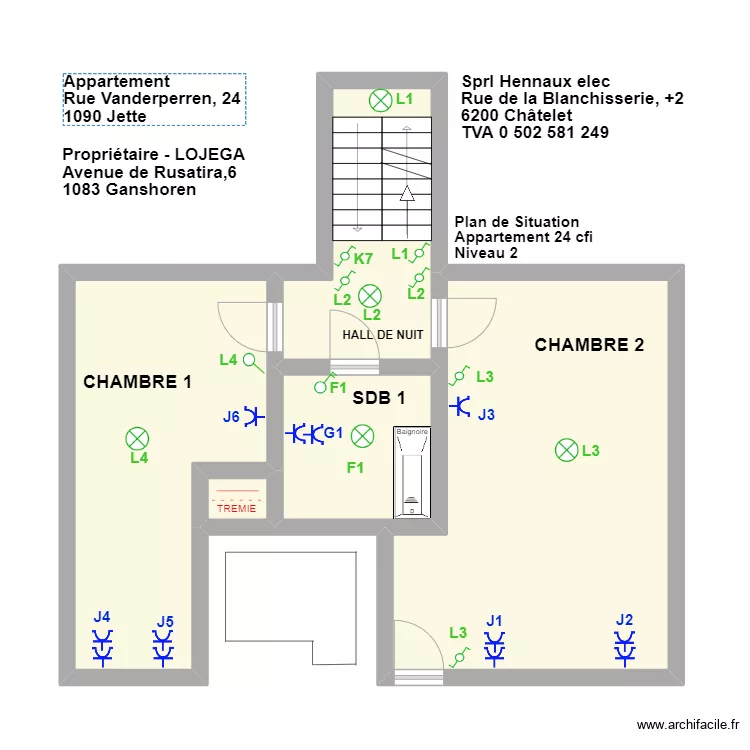 Plan de situation appartement 24 cfi niveau 2. Plan de 