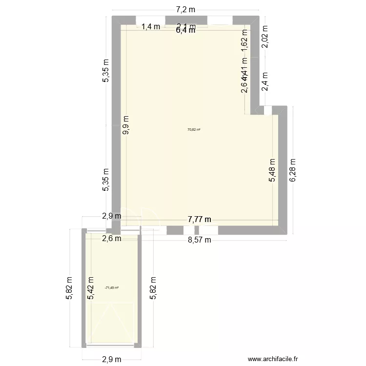 Douvrin avec extension modif - Noreux. Plan de 2  et 85 m²