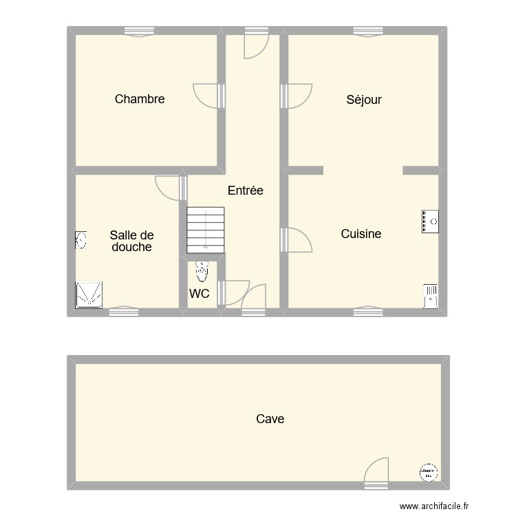 retif rdc. Plan de 6 pièces et 148 m2