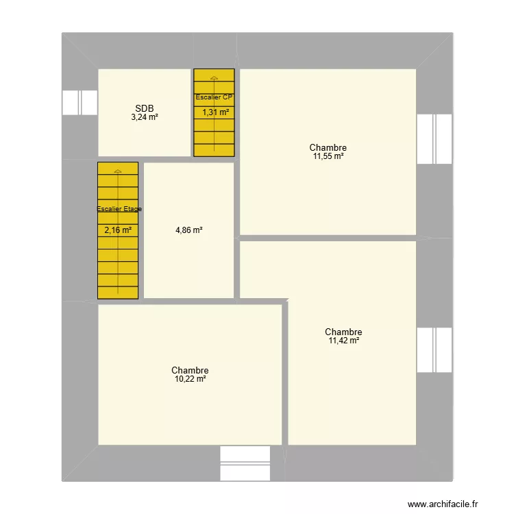 51 Ham. la Brugerette. Plan de 10  et 90 m²