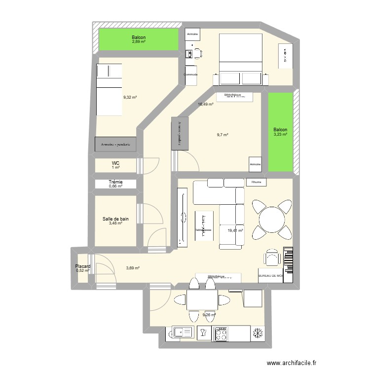 10Belfort. Plan de 12 pièces et 80 m2