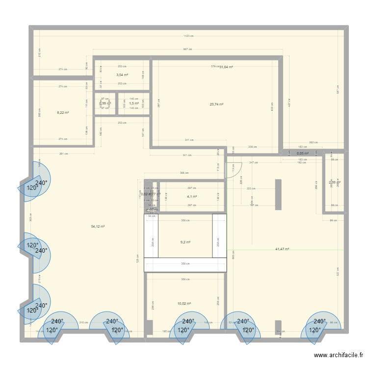 Café HEMINGWAY V2.1. Plan de 16 pièces et 191 m2