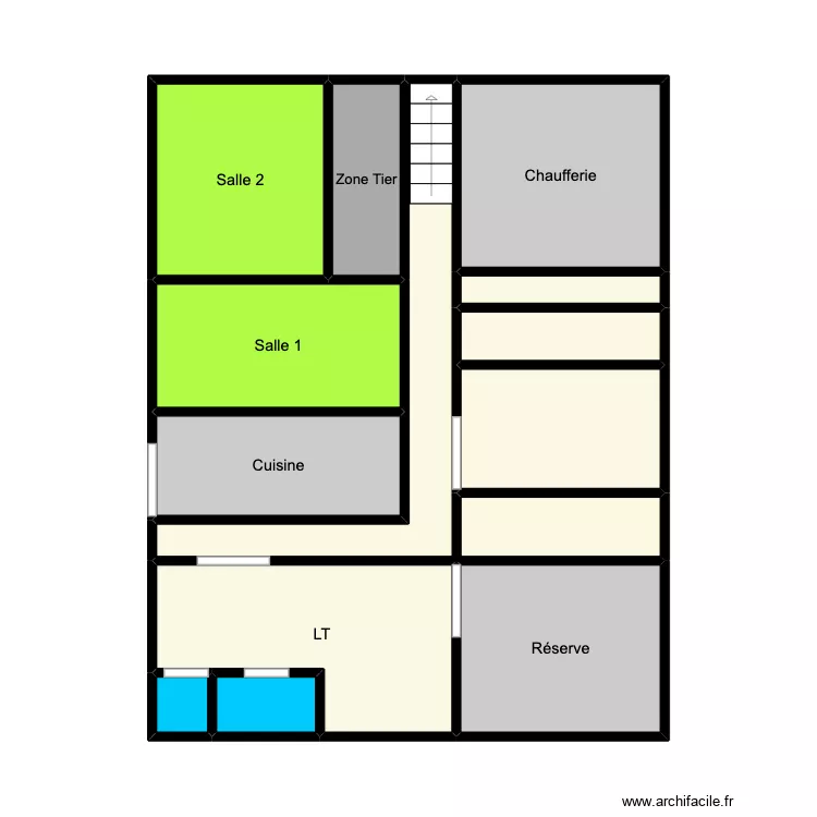 Plan d\'intervention Caf&eacute; Atari. Plan de 13  et 47 m²