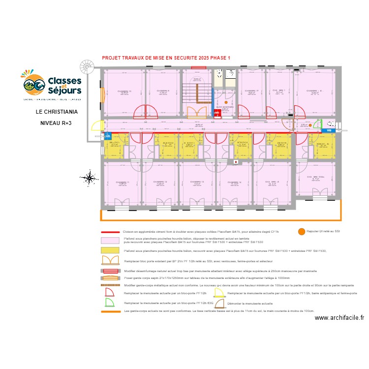 Christiania R+3 PROJET PHASE1. Plan de 38 pièces et 207 m2