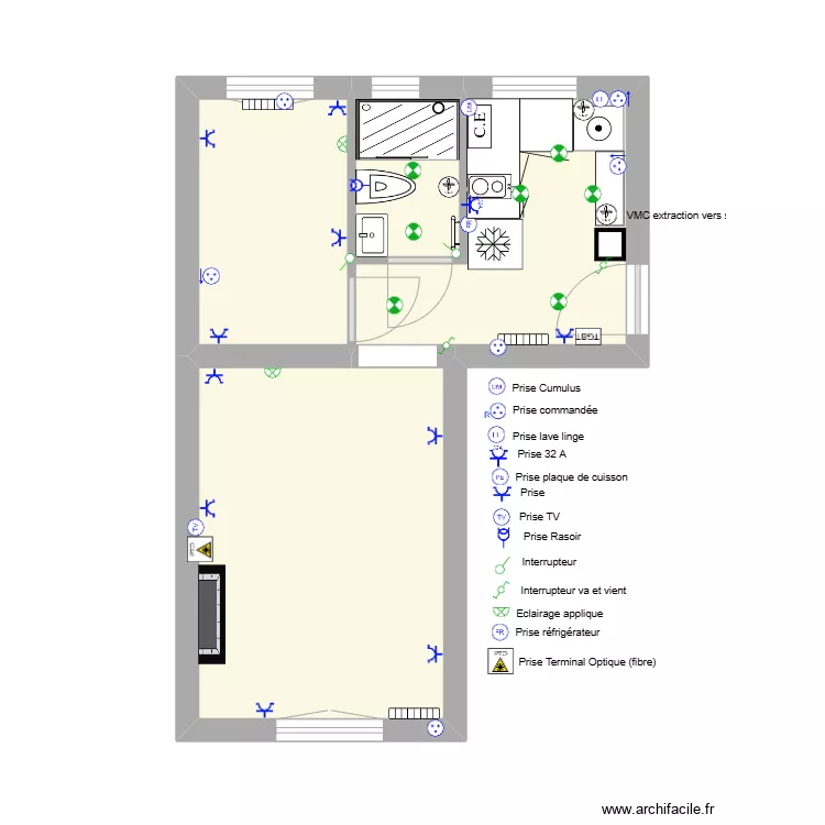 SDB- cuisine 50 Strasbourg ''projet''. Plan de 