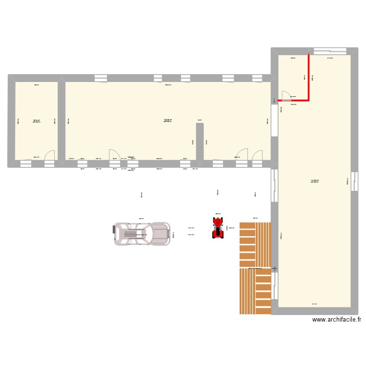 biozat. Plan de 3 pièces et 296 m2