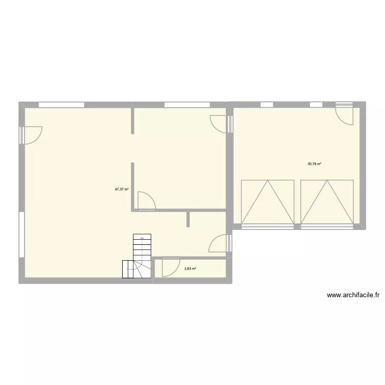P1 kim. Plan de 3 pièces et 101 m²