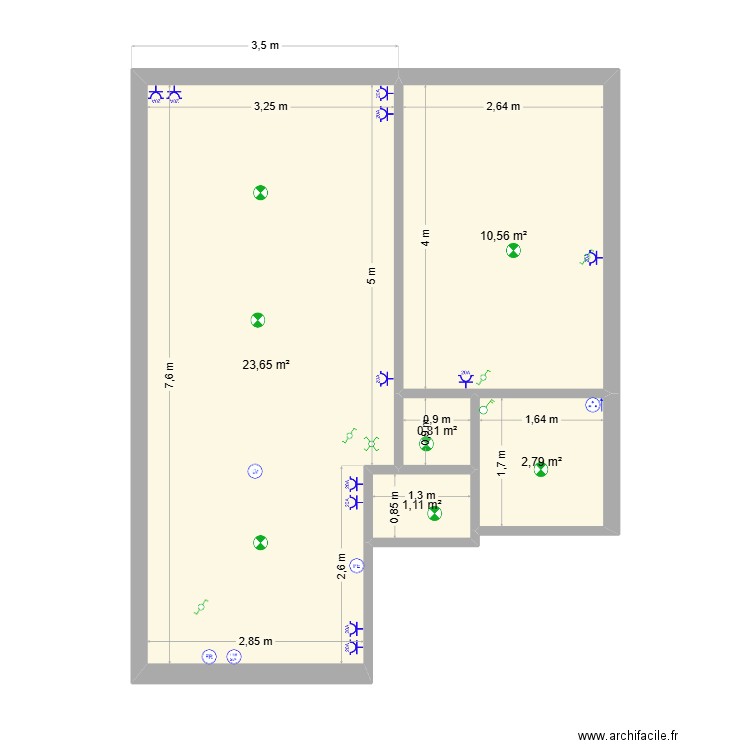 plan electrique. Plan de 5 pièces et 39 m2