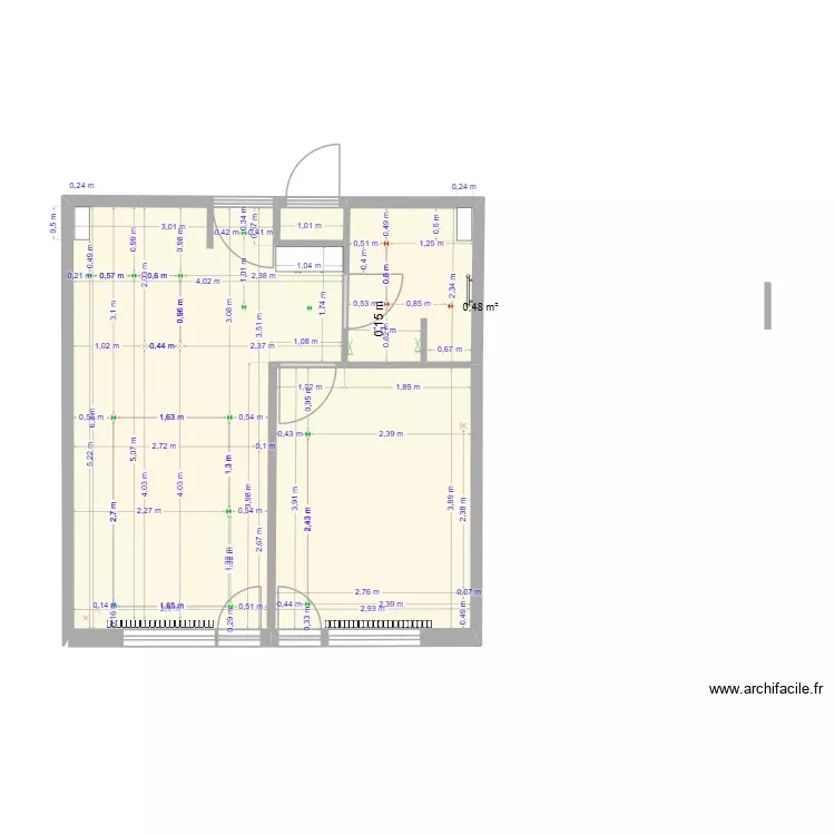 T2 3 ieme etage  Luminaires Version 6. Plan de 4 Pièces et 36 m²