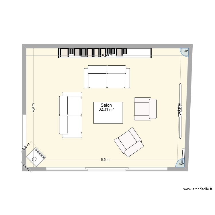 Extension St Maur. Plan de 1 pièce et 32 m2
