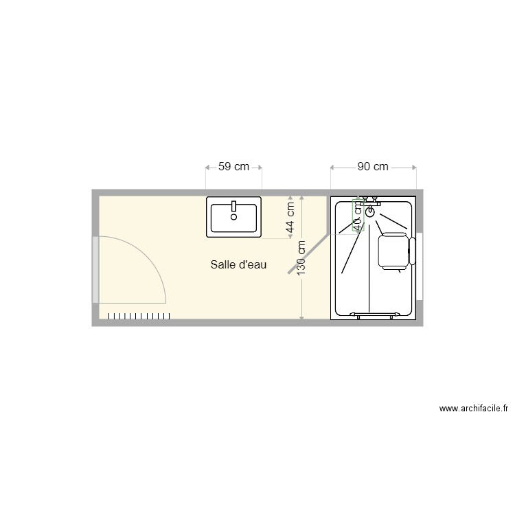 plan après travaux dessites. Plan de 1 pièce et 4 m2