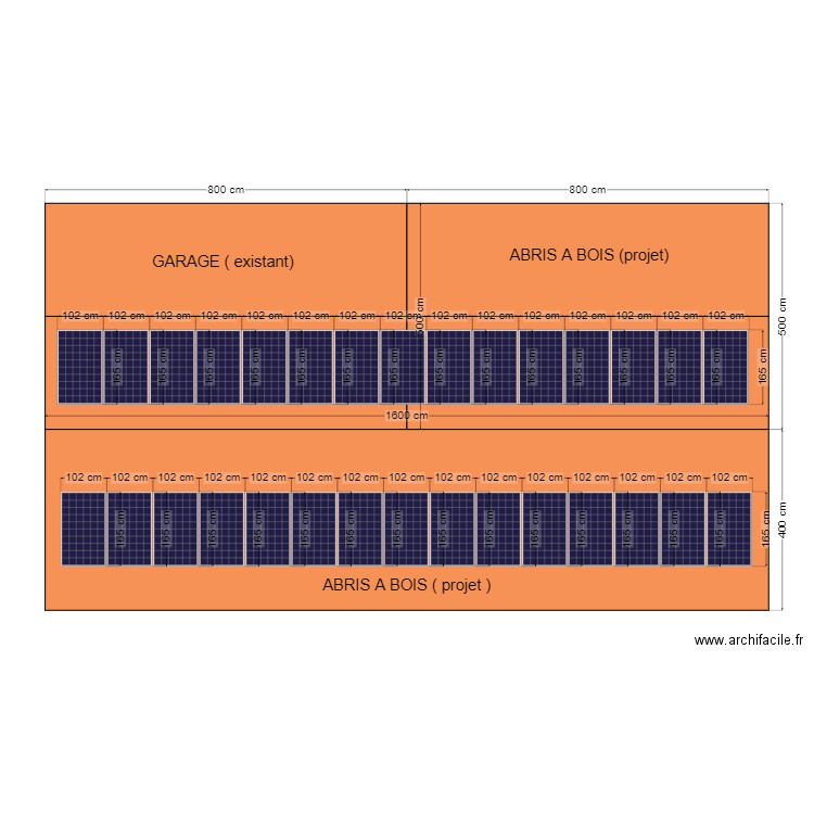garage+abris bois+ photovoltaique. Plan de 0 pièce et 0 m2